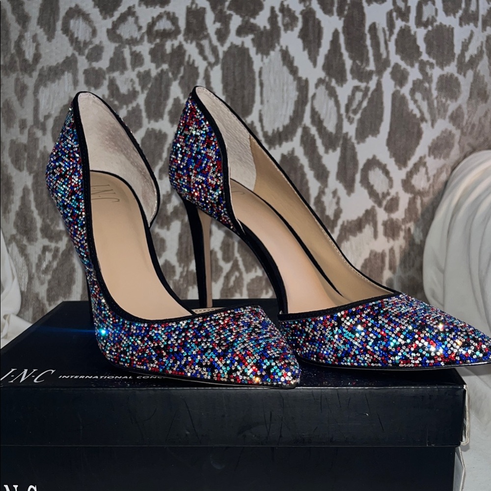 INC International Concepts Sparkling Rhinestone Multicolor Heels
